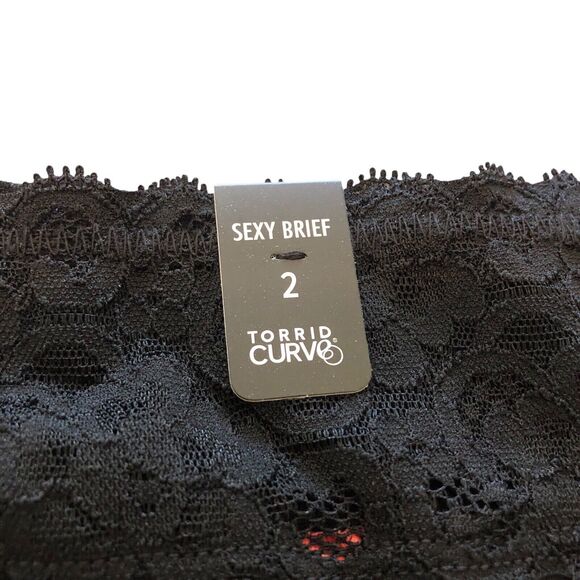 Torrid Brief Panties 2X Curve Cotton Mid-Rise Black White Roses Lace Trim Lot - Picture 5 of 16